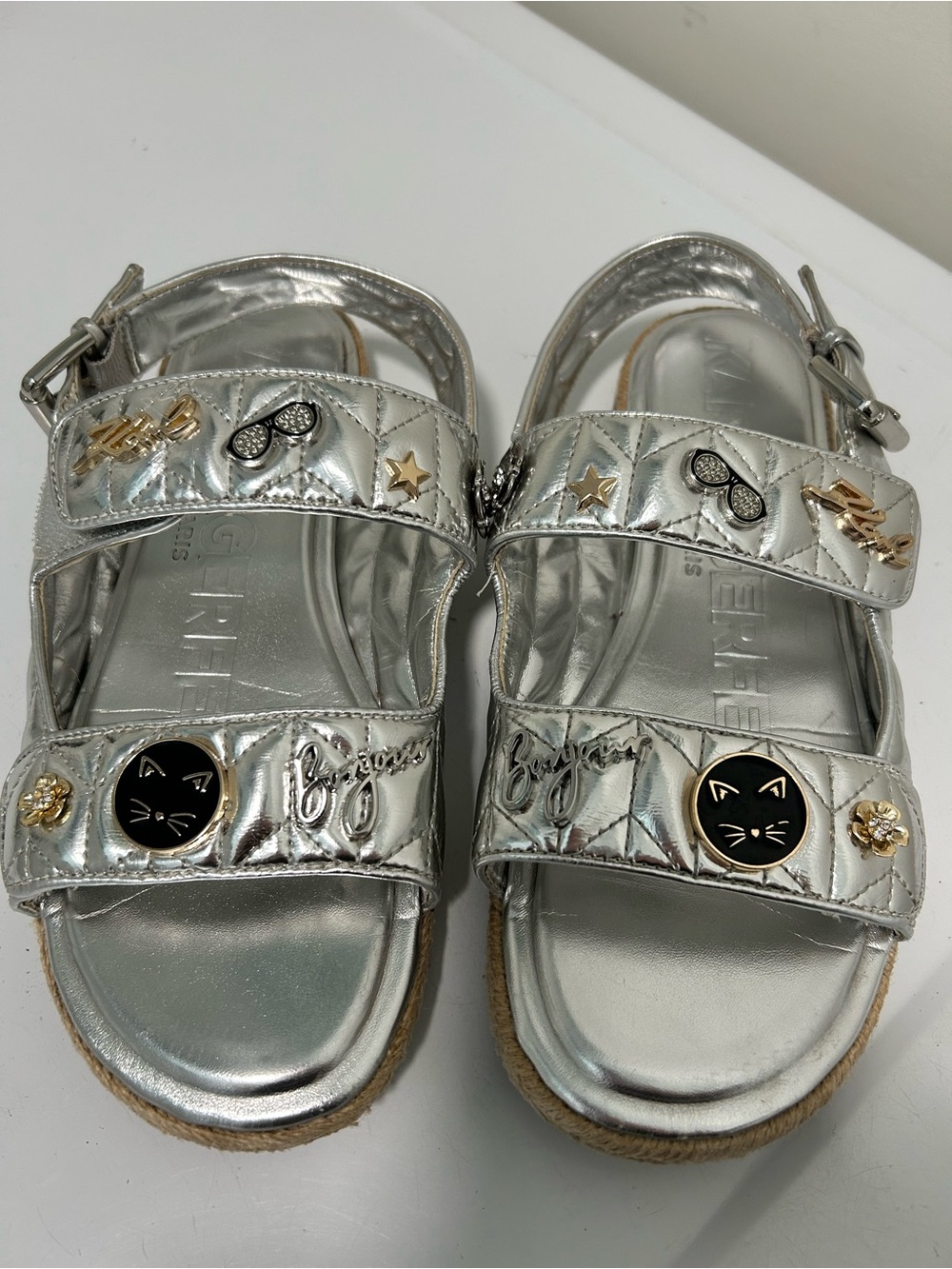 Karl Lagerfeld Charlay Sandals Silver Size 7 M